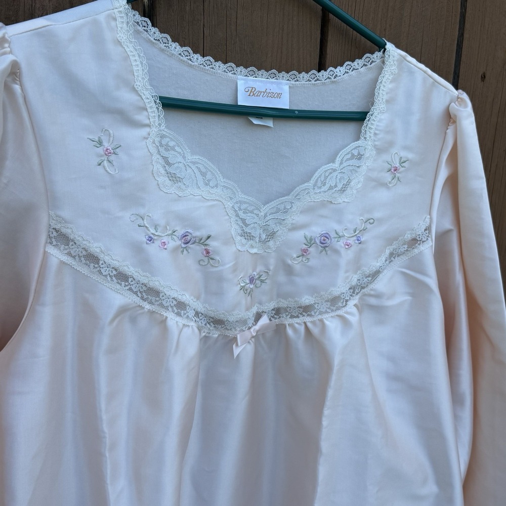 Vintage Barbison Womens M Maxi Peasant Nightgown Coquette Retro Grannycore Pink